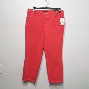John Mark Mid Rise Ankle Length Stud Frayed Hem Stretch Denim Jeans in C…